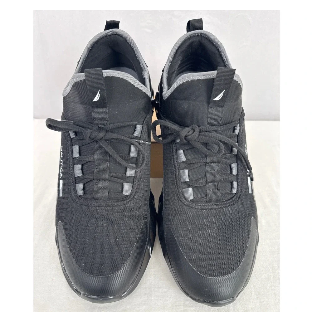 Nautica Liard Mens Black Grey Athletic Running Sneakers Ortholite Size 13
